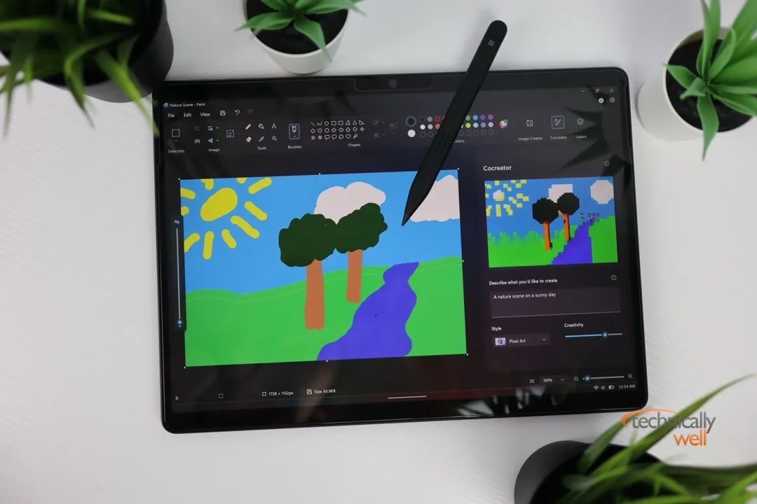 AI-assisted image creation on the Microsoft Surface Pro Copilot+ (11th gen)