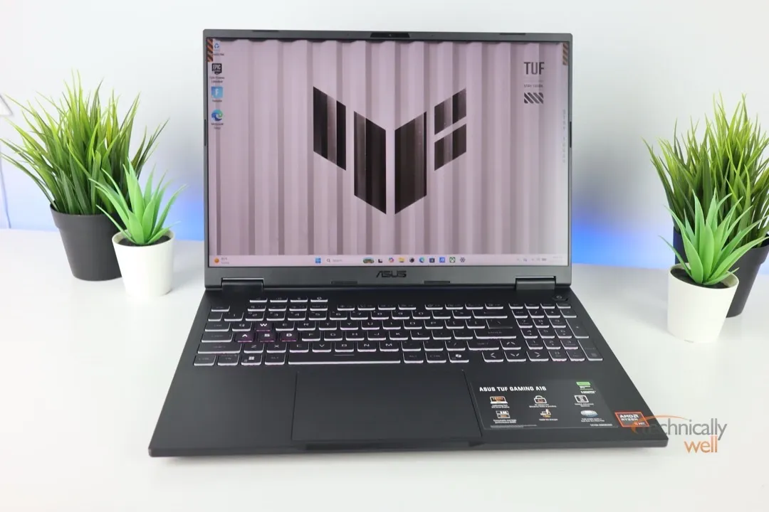 ASUS TUF Gaming A16 laptop opened