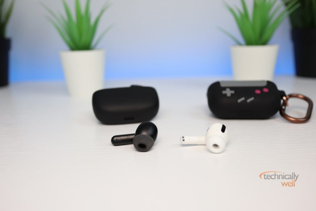 SOUNDPEETS Air3 Pro earbuds and Apple AirPods