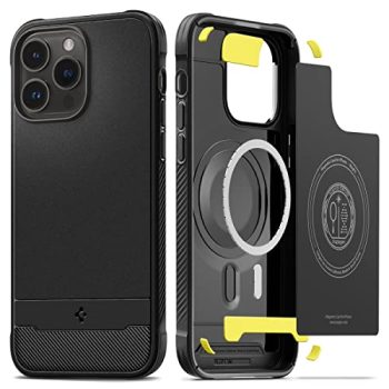 Spigen Rugged Armor (MagFit) Compatible with MagSafe Designed for iPhone 14 Pro Max Case (2022) - Matte Black