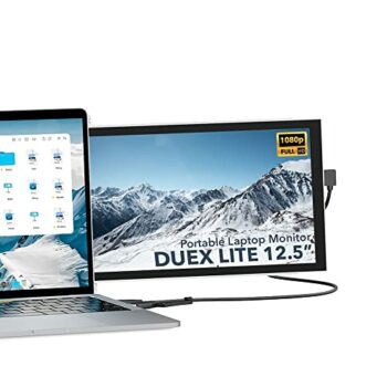 Duex Lite Mobile Pixels Portable Monitor, 12.5" Full HD IPS Dual Monitor for laptops, USB C/USB A Powered Plug and Play Portable Display,Windows/Apple Compatible (White)