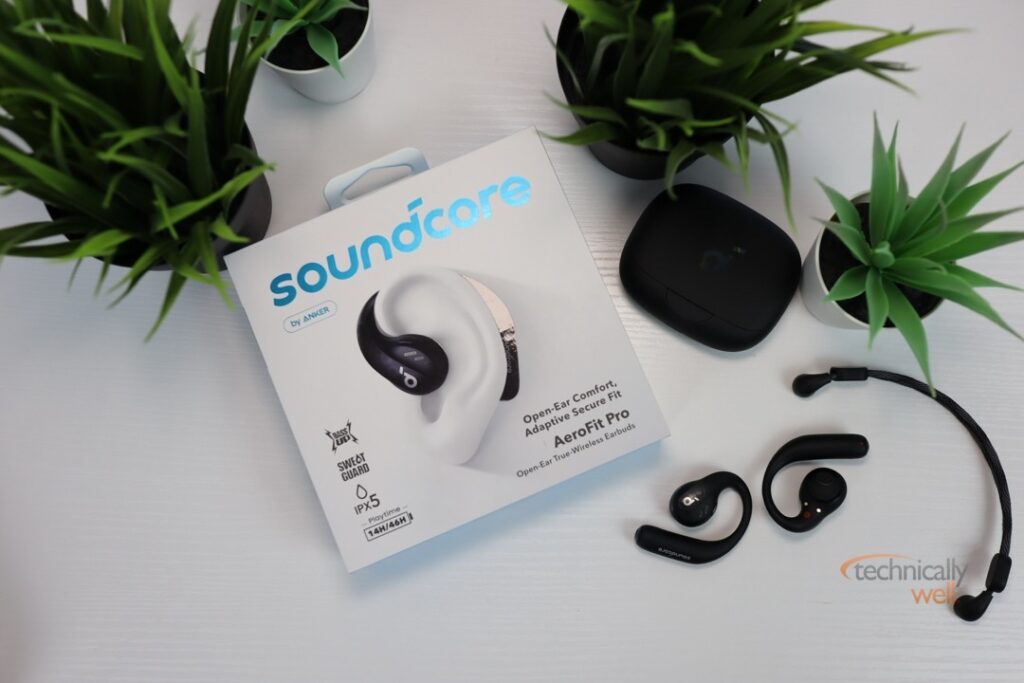 Soundcore AeroFit Pro headphones with packaging